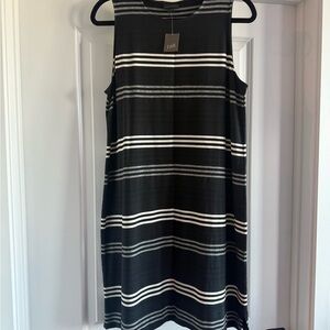 J. Jill Black and White Striped Midi Dress